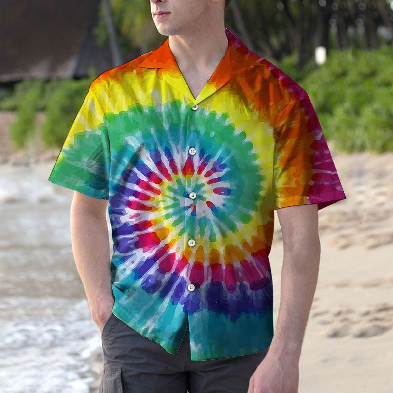 Awesome Holiday Gifts Swirl Tie Dye Design Themed Hawaiian Shirt, Hawaiian Shirt Gift, Christmas Gift