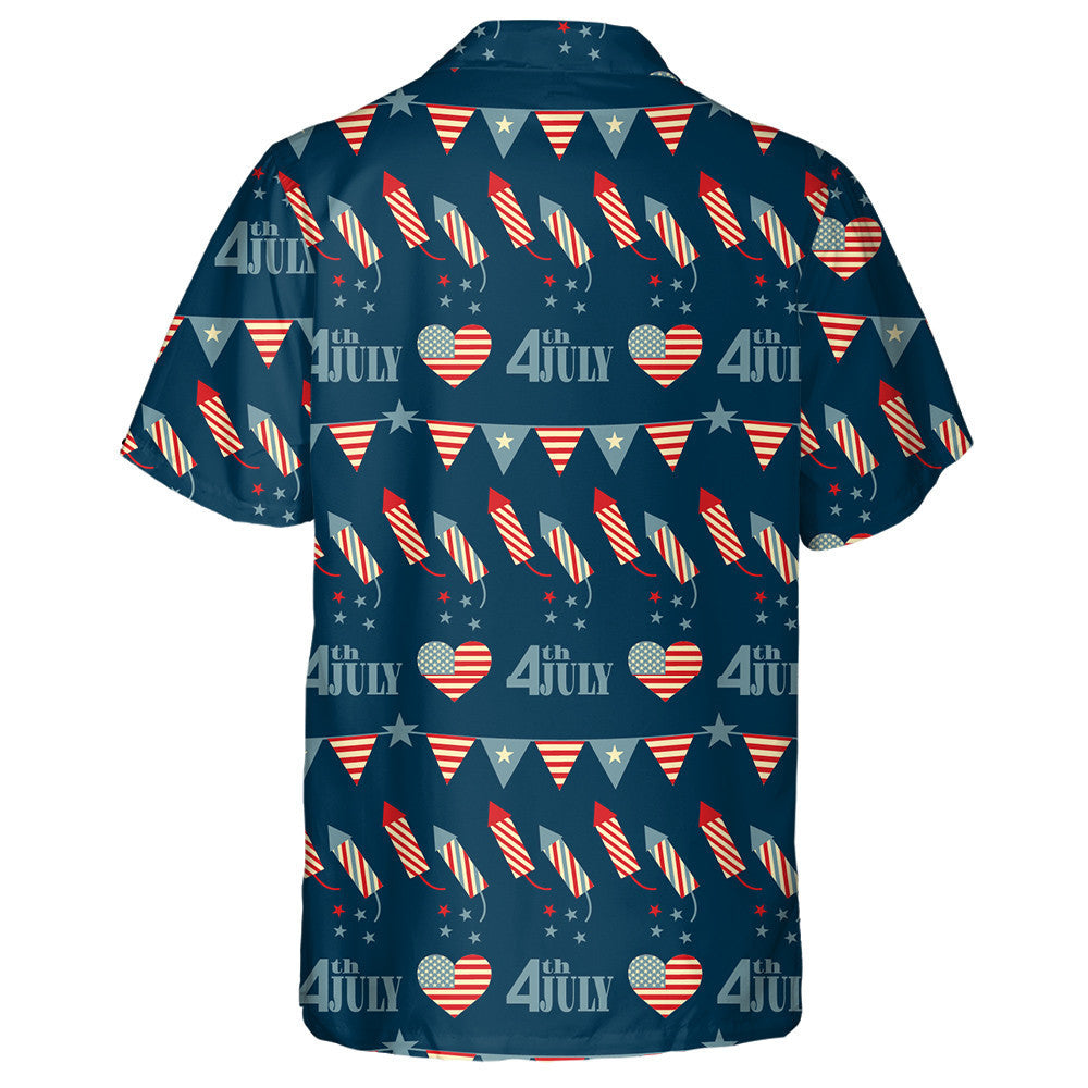 Decorated With Fireworks Triangle Flags For American Independence Day Hawaiian Shirt, Hawaiian Shirt Gift, Christmas Gift