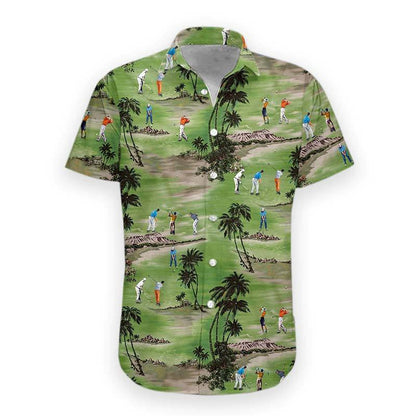 Golf And Tree Crazy Ornamental Hawaiian ShirtHawaiian Shirt Gift, Christmas Gift