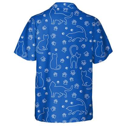 Fun Cat And Paw On Blue Animal Background Hawaiian Shirt, Hawaiian Shirt Gift, Christmas Gift
