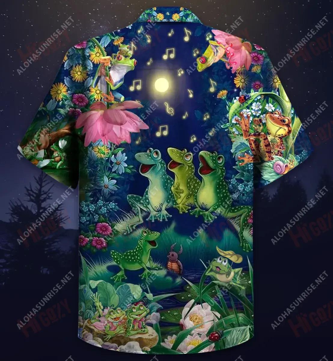 Frogs Sing Christmas Songs Short Hawaiian Shirt Summer Short Sleeve Custom Hawaiian Shirts Funny Hawaiian Shirts, Hawaiian Shirt Gift, Christmas Gift