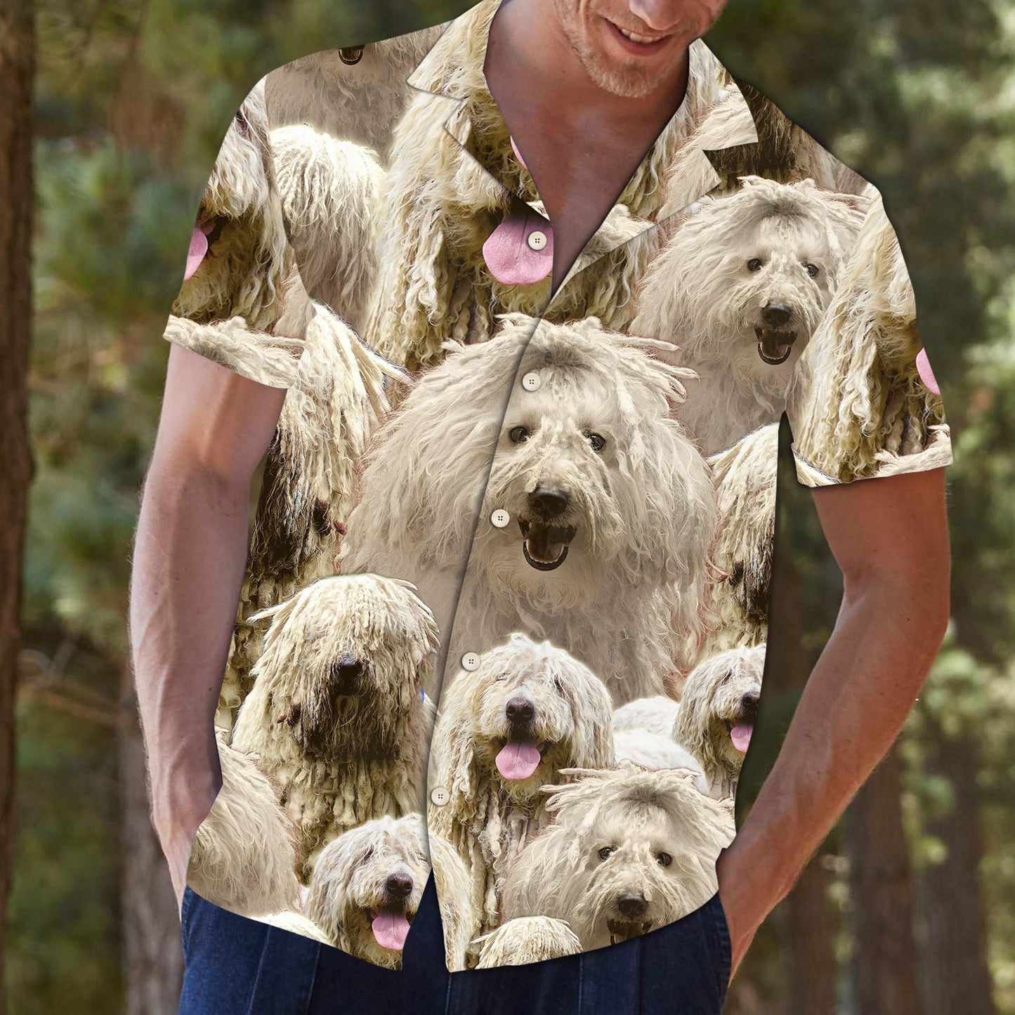 Komondor Awesome Dog Animal Face Collection Themed Hawaiian Shirt, Hawaiian Shirt Gift, Christmas Gift