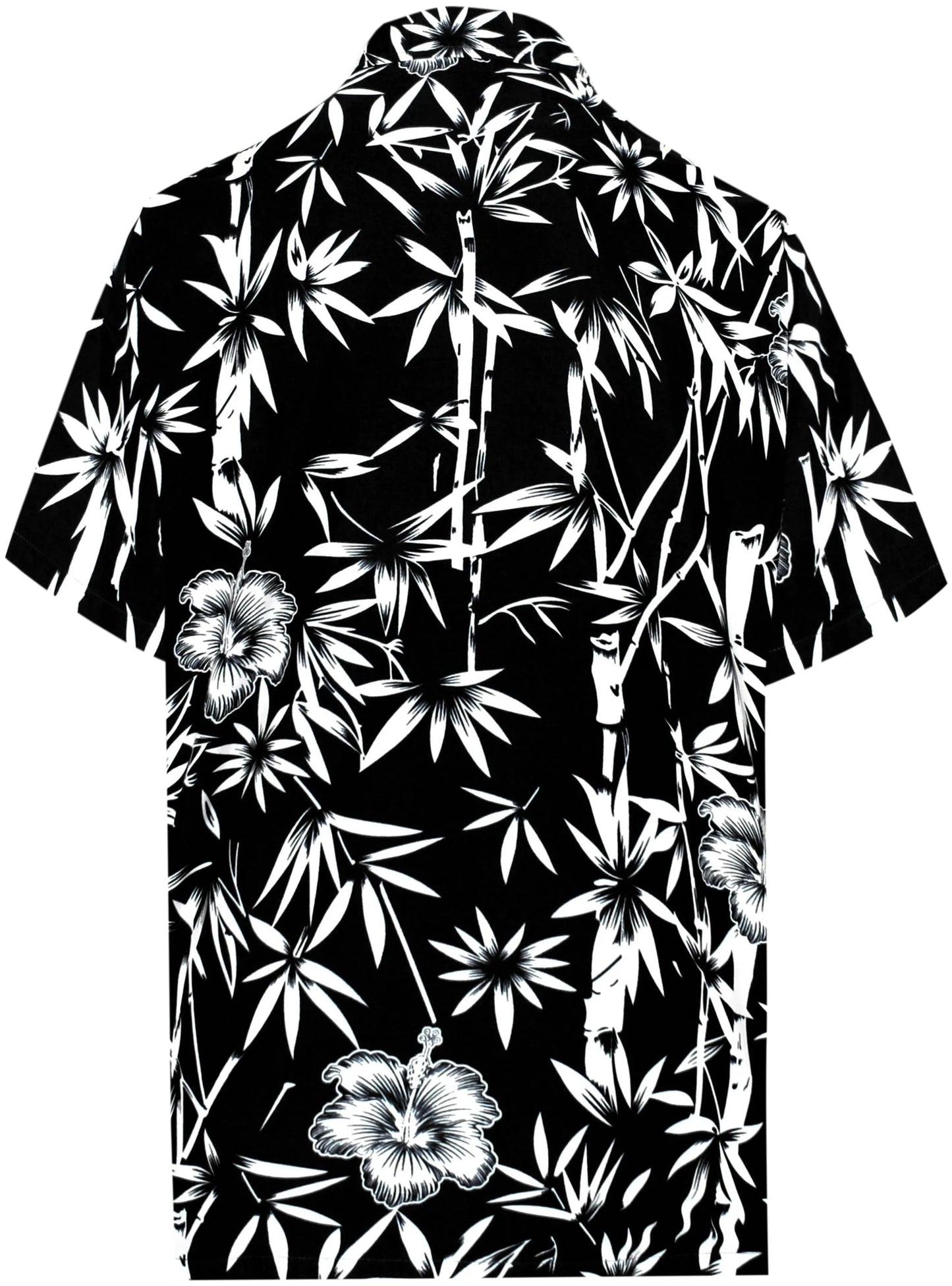 Black And White Hibiscus Flowers And Bamboo Plants Hawaiian Shirt, Hawaiian Shirt Gift, Christmas Gift