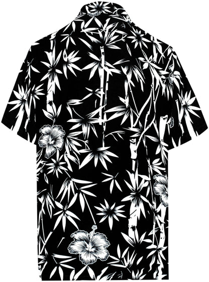 Black And White Hibiscus Flowers And Bamboo Plants Hawaiian Shirt, Hawaiian Shirt Gift, Christmas Gift