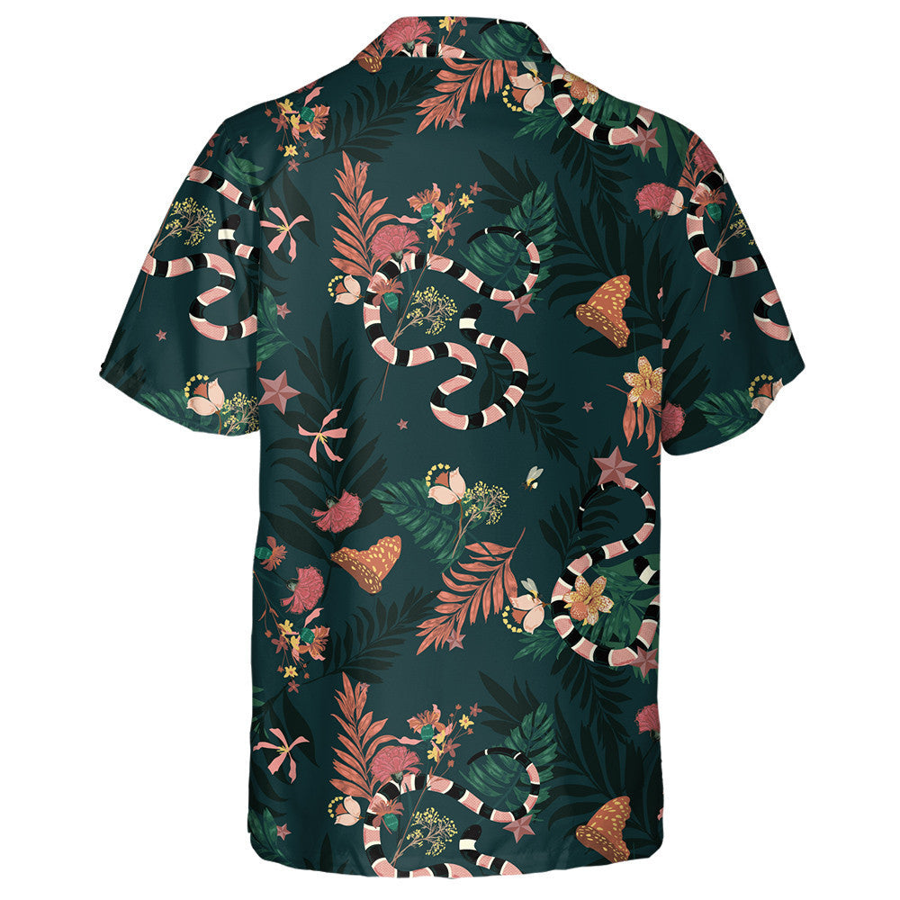 Hand Drawn Beautiful Dark Forest Snakes And Butterflies Hawaiian Shirt, Hawaiian Shirt Gift, Christmas Gift