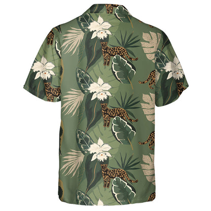 Hand Drawn Abstract Jungle With Leopards Hawaiian Shirt, Hawaiian For Gift