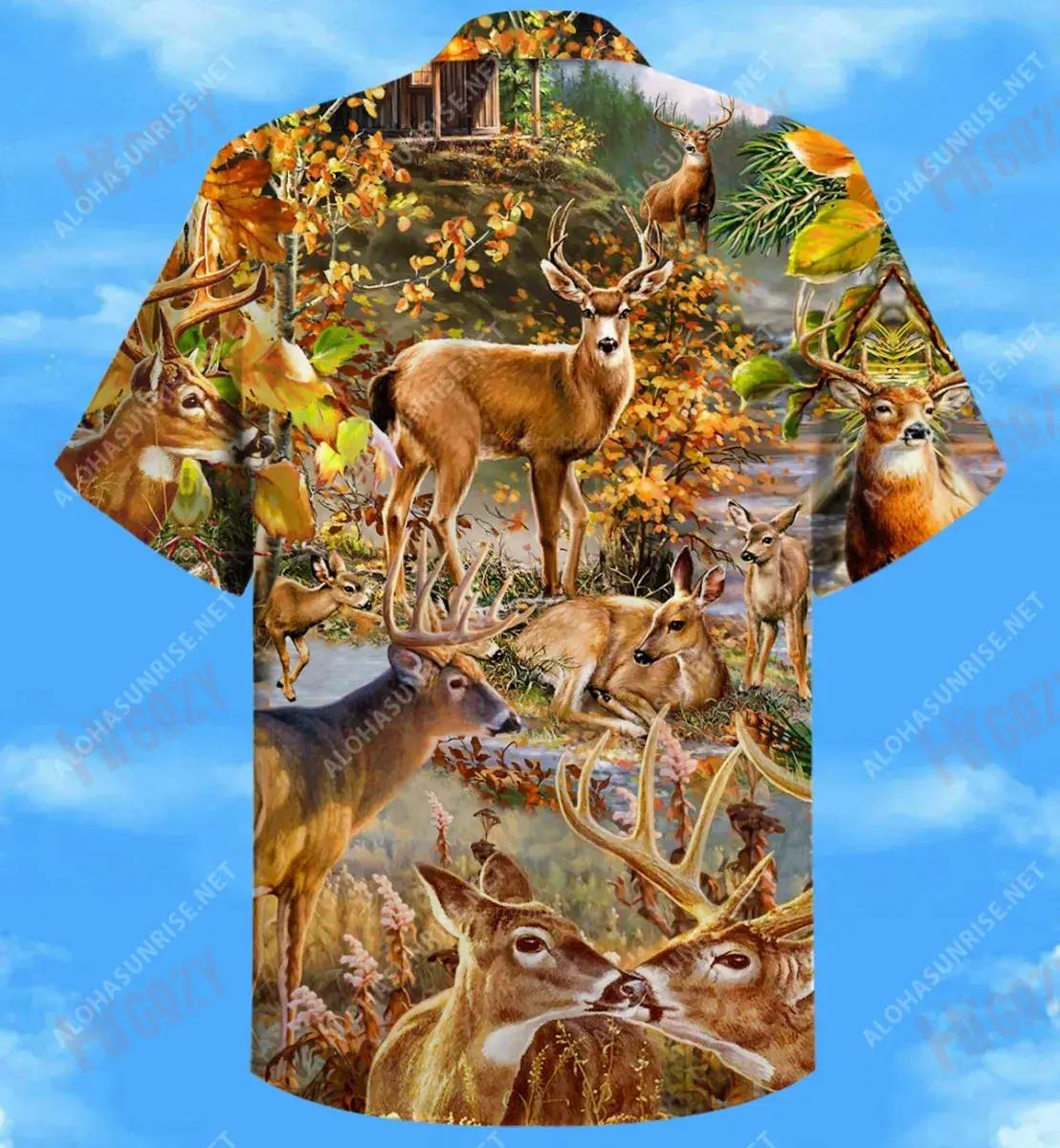 Be Wild And Free Like Deers Unisex Short Sleeve Shirt Hobbies Hawaiian T Shirts Best Hawaiian Shirts Hawaiian Shirts For Men, Hawaiian Shirt Gift, Christmas Gift