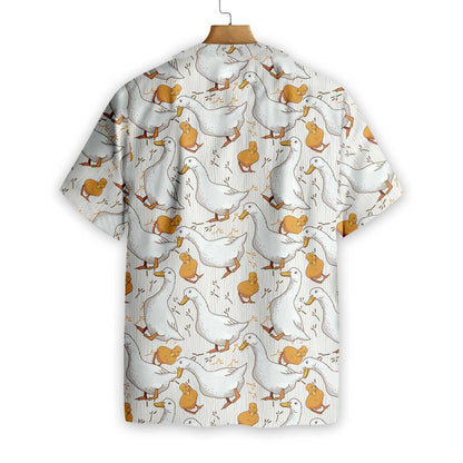 Cartoon Duck Yellow And White Design Hawaiian Shirt, Hawaiian For Gift