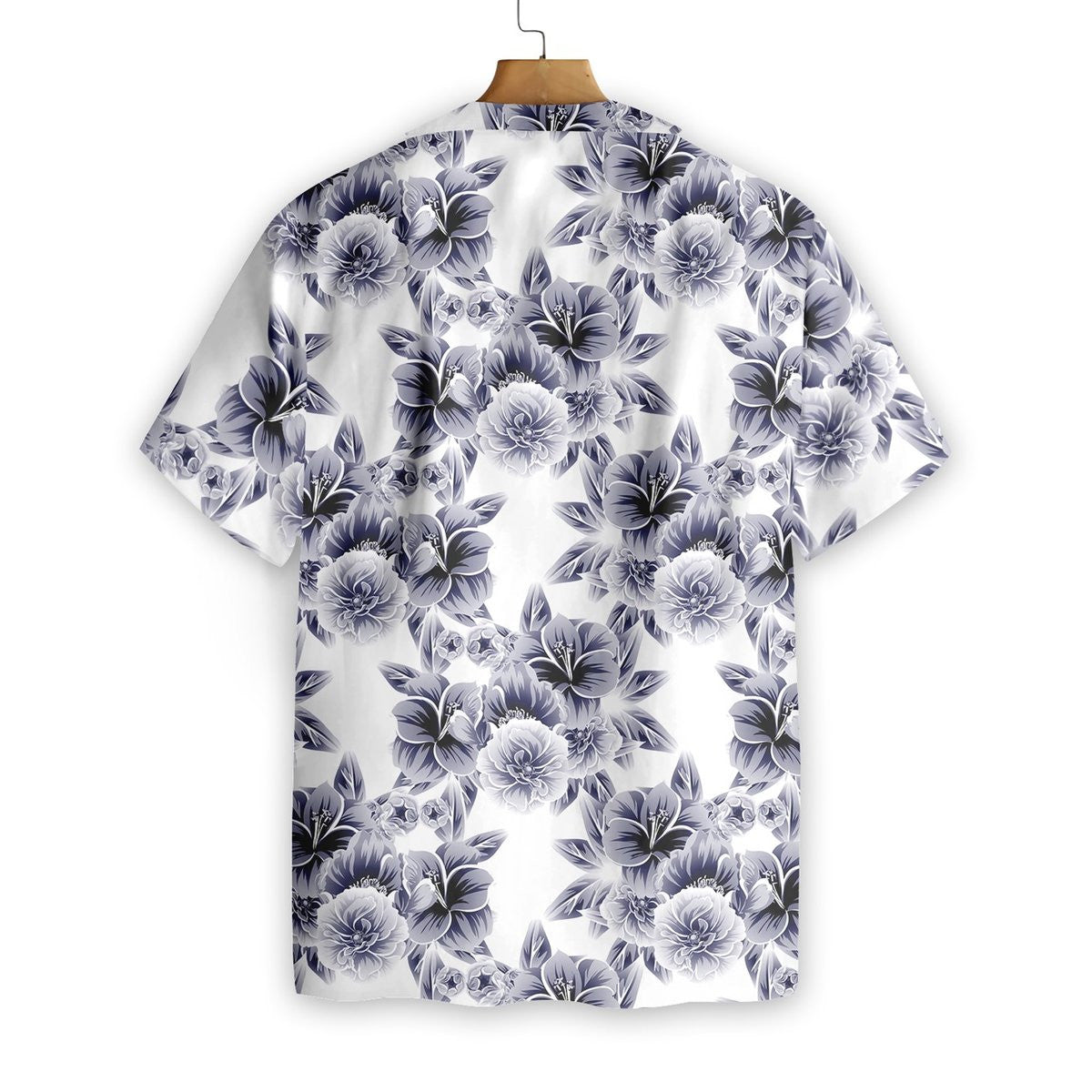 Black Flower On White Background Pattern Hawaiian Shirt, Hawaiian For Gift