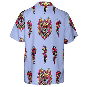 Wolf And Feathers In Ethnic Style Hawaiian Shirt, Hwaiian For Gift