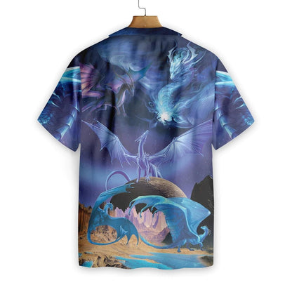 Blue Ice Dragons Art 3D All Over Printed Hawaiian Shirt, Hawaiian Shirt Gift, Christmas Gift