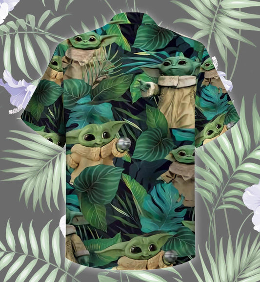 Lovely Alien With Green Leaves In Jungle Design Hawaiian Shirt, Hawaiian Shirt Gift, Christmas Gift