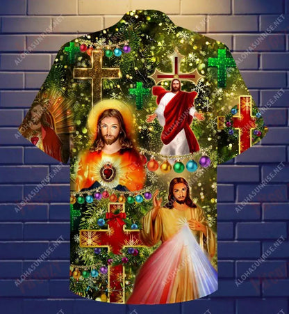 Christmas Is All About Jesus Unisex Short Hawaiian Shirt Vacation Hawaiian T Shirts Tropical Shirts For Men Hawaiian Shirts For Men, Hawaiian Shirt Gift, Christmas Gift