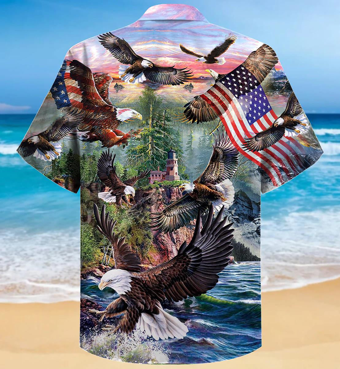 Eagle Spirit Of America 3D All Over Printed Hawaiian Shirt, Hawaiian Shirt Gift, Christmas Gift
