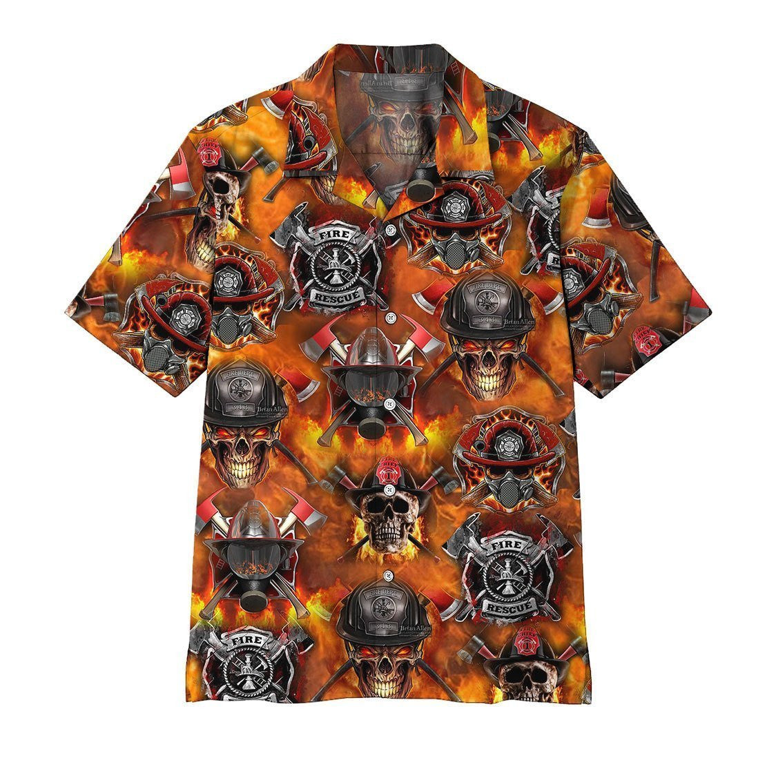 Firefighter And Fire Crazy Ornamental Hawaiian Shirt,Hawaiian Shirt Gift, Christmas Gift