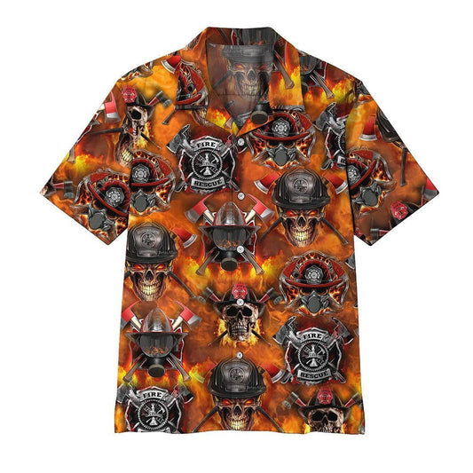 Firefighter And Fire Crazy Ornamental Hawaiian Shirt,Hawaiian Shirt Gift, Christmas Gift