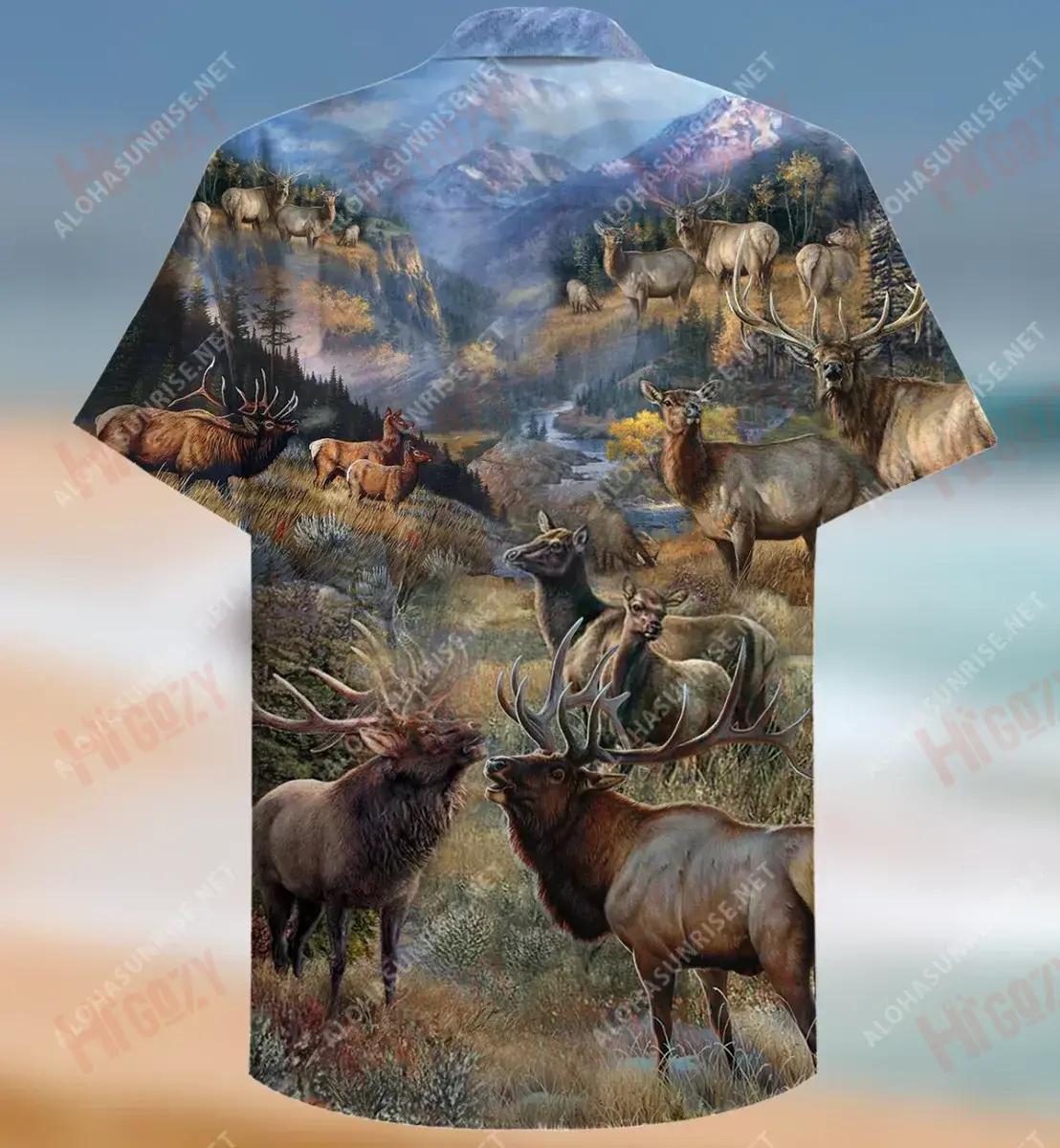 Beautiful Country Elk Short Short Sleeve Shirt Summer Hawaiian T Shirts Custom Hawaiian Shirts Funny Hawaiian Shirts, Hawaiian Shirt Gift, Christmas Gift