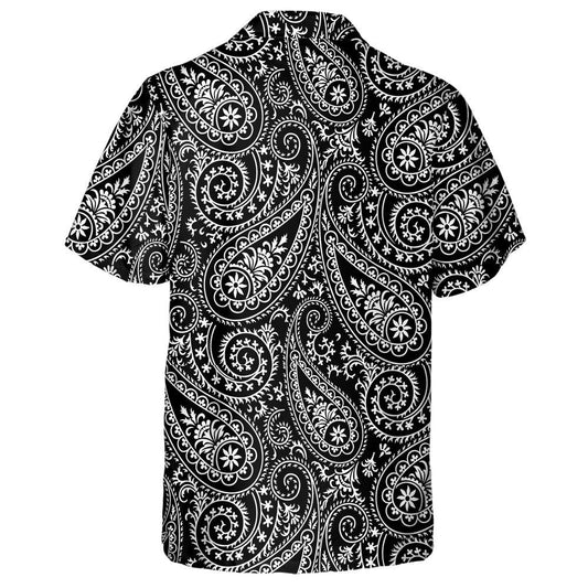 Black Background With Elegant Hand Drawn Paisley Pattern Hawaiian Shirt, Hawaiian Shirt Gift, Christmas Gift