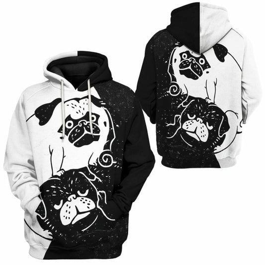 3D Pug Yin And Yang Custom Tshirt Hoodie Apparel