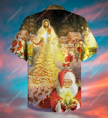 Jesus Is The Magic Of Christmas Short Hawaiian Shirt Vacation Hawaiian T Shirts Tactical Hawaiian Shirt Hawaiian Shirts For Women, Hawaiian Shirt Gift, Christmas Gift