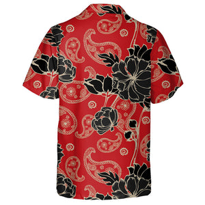 Abstract Elegance Pattern With Paisley And Floral Red Background Hawaiian Shirt, Hawaiian Shirt Gift, Christmas Gift