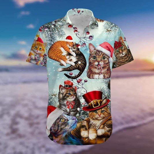 Believe In Magic Of Christmas Cute Cats Design Hawaiian Shirt, Hawaiian Shirt Gift, Christmas Gift