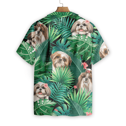 Tropical Shih Tzu Dog Pattern Hawaiian Shirt, Hawaiian For Gift