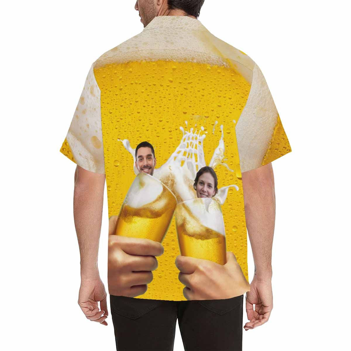 Custom Face Beer Couple Men's All Over Print Hawaiian Shirt, Hawaiian Shirt Gift, Christmas Gift