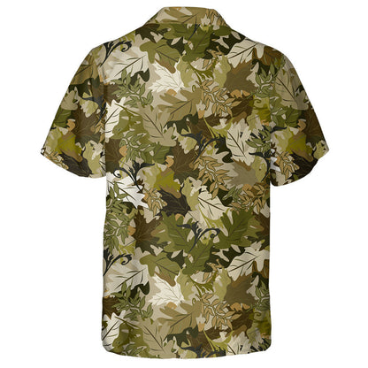 Hand Drawn Vintage Autumn Maple Leaf Camo Pattern Hawaiian Shirt, Hawaiian Shirt Gift, Christmas Gift