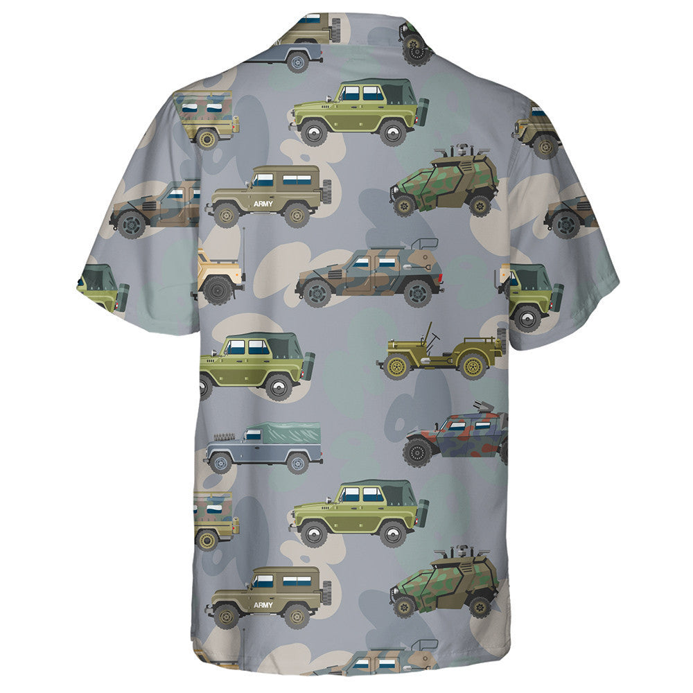 Army Military Vehicle Car Armored Camo Background Hawaiian Shirt, Hawaiian Shirt Gift, Christmas Gift
