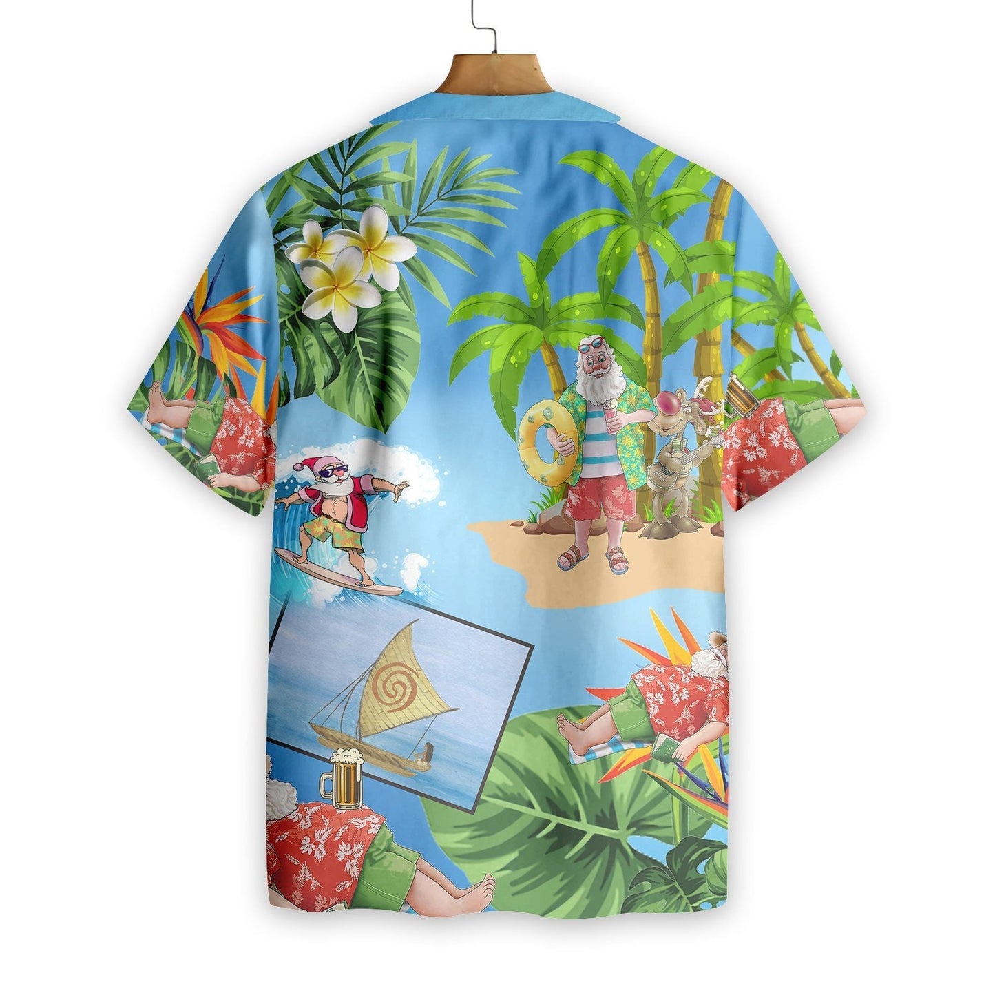 Frohe Weihnachten, Weihnachtsmann am Strand, Hawaiihemd, Hawaiihemd-Geschenk, Weihnachtsgeschenk.