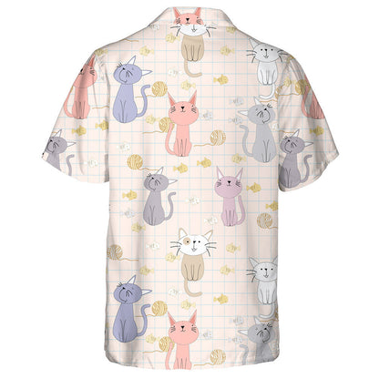 Cute Cartoon Baby Cat Character Smile And Satisfied Hawaiian Shirt, Hawaiian Shirt Gift, Christmas Gift