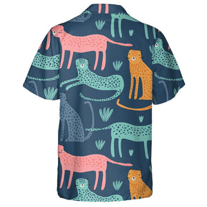 African Leopards Background In Pink Green And Yellow Hawaiian Shirt, Hawaiian Shirt Gift, Christmas Gift