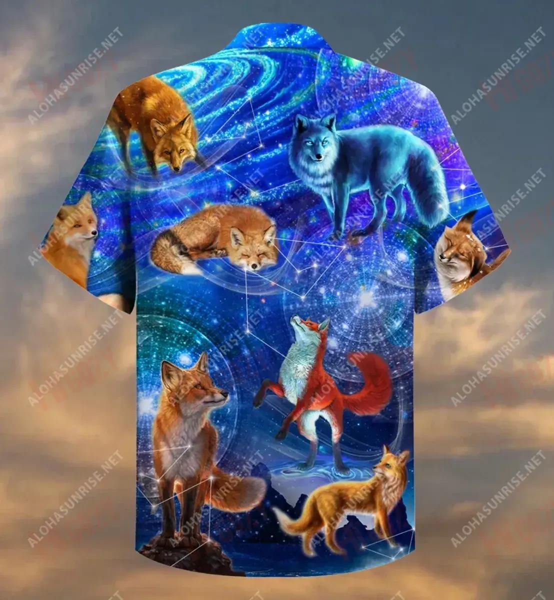 Let'S Fox Bring To You Flying In The Galaxy Short Hawaiian Shirt Vacation Tropical Shirts Tactical Hawaiian Shirt Hawaiian Shirt Pattern, Hawaiian Shirt Gift, Christmas Gift
