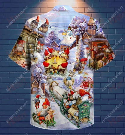 Oh! Santa Claus Gnomes Short Short Sleeve Shirt Vacation Hawaiian T Shirts Best Hawaiian Shirts Hawaiian Shirts For Women, Hawaiian Shirt Gift, Christmas Gift