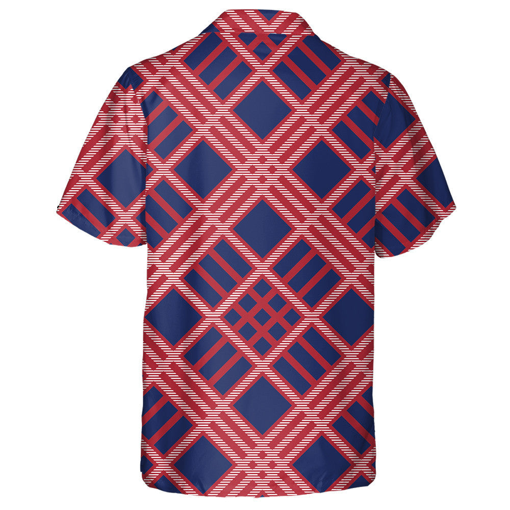 Patriotic American Flag Colors In Gingham Plaid Pattern Hawaiian Shirt, Hawaiian Shirt Gift, Christmas Gift