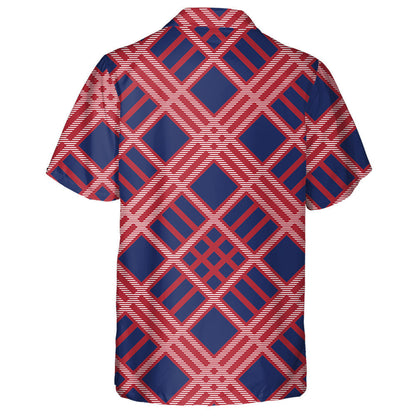 Patriotic American Flag Colors In Gingham Plaid Pattern Hawaiian Shirt, Hawaiian Shirt Gift, Christmas Gift