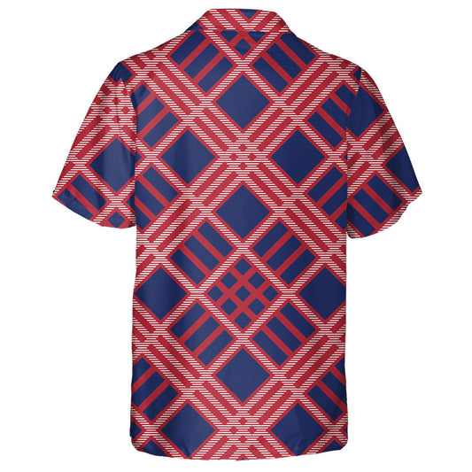 Patriotic American Flag Colors In Gingham Plaid Pattern Hawaiian Shirt, Hawaiian Shirt Gift, Christmas Gift