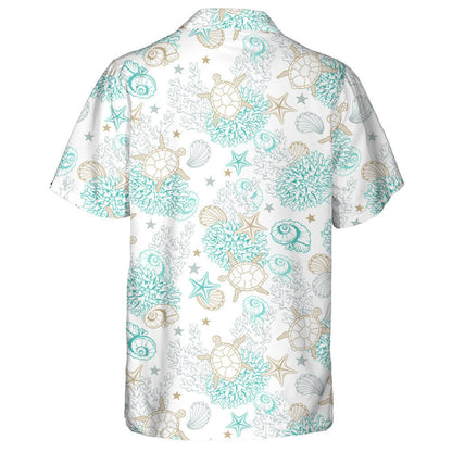 Sketch Line Art Ssea Turtles Mom And Baby Hawaiian Shirt, Hawaiian Shirt Gift, Christmas Gift