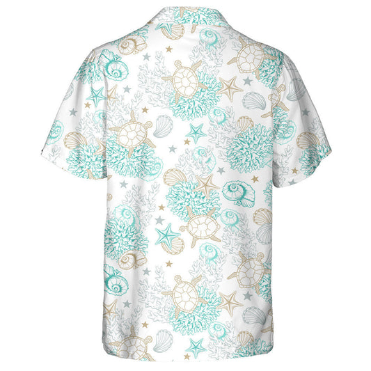 Sketch Line Art Ssea Turtles Mom And Baby Hawaiian Shirt, Hawaiian Shirt Gift, Christmas Gift