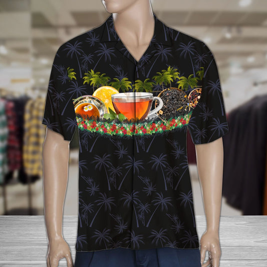 Hawaiian Shirt Classic Tea Time Late Afternoon Palm Trees Pattern, Hawaiian Shirt Gift, Christmas Gift