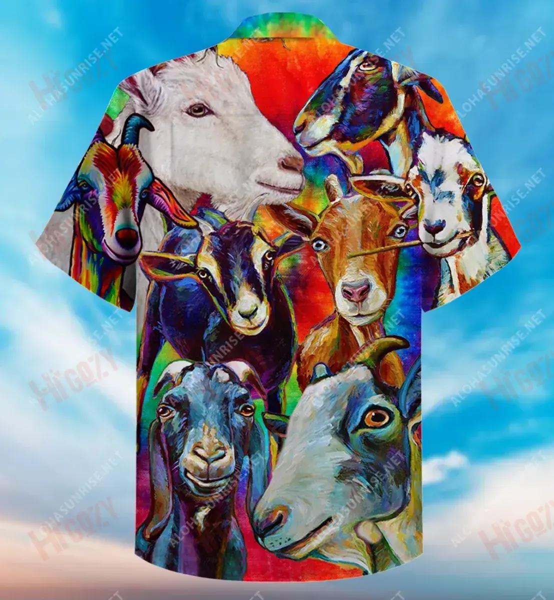 Colorful Goats Short Hawaiian Shirt Hobbies Aloha Shirt Hawaiian Crazy Shirts Funny Hawaiian Shirts, Hawaiian Shirt Gift, Christmas Gift