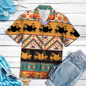 Amazing Drums With Geometric Design Hawaiian Shirt, Hawaiian For Gift