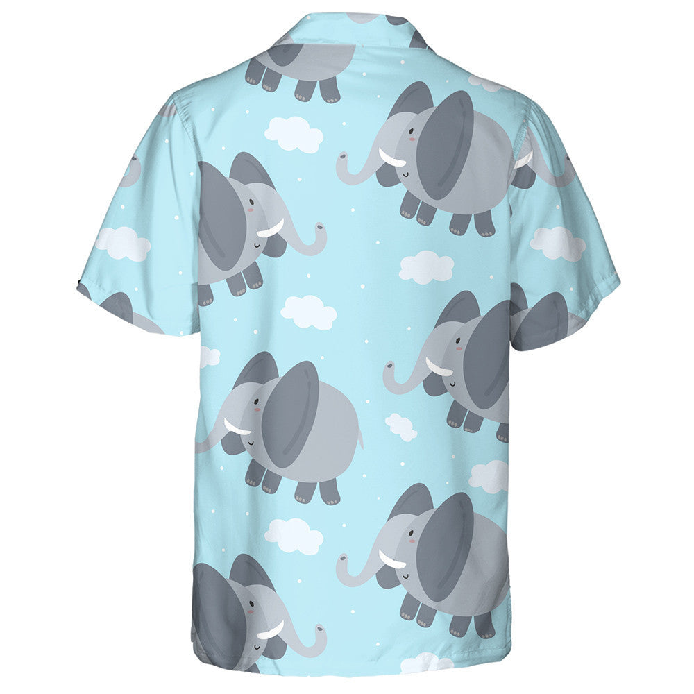 Funny And Happy Elephant With Cloud In The Sky Hawaiian Shirt, Hawaiian Shirt Gift, Christmas Gift