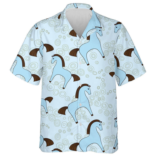 Funny Cartoon Blue Toy Horses And Line Dot Hawaiian Shirt, Hawaiian Shirt Gift, Christmas Gift