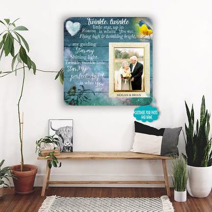 Twinkle twinkle little star, up in Memorial Picture Frame - Keepsake Plaque That Holds a custom Photo - Sympathy Gift to Tribute The Loss of a Loved One