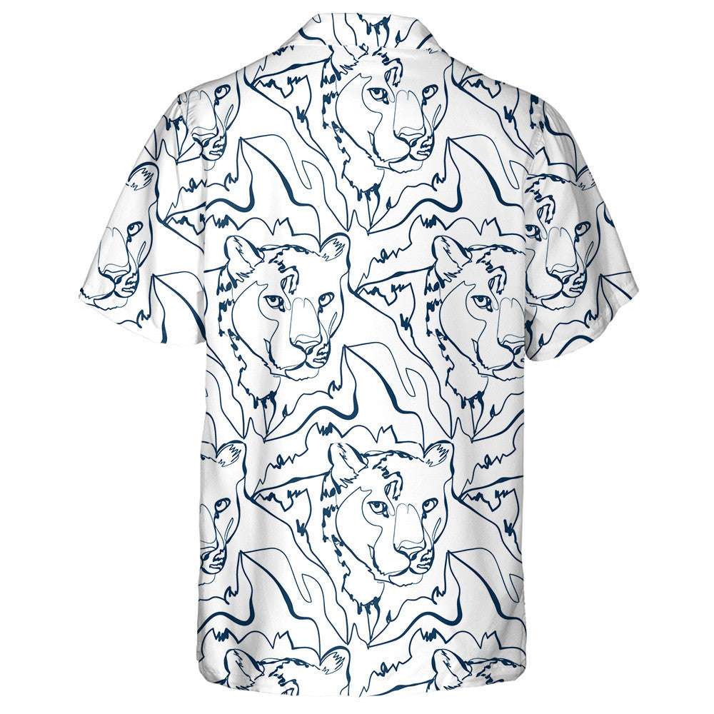 Wild Animals Jungle African Leopard With Art Line Hawaiian Shirt, Hawaiian Shirt Gift, Christmas Gift