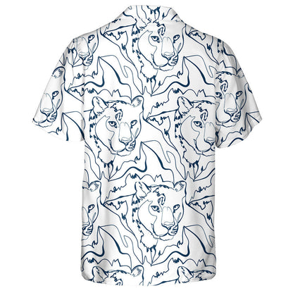 Wild Animals Jungle African Leopard With Art Line Hawaiian Shirt, Hawaiian Shirt Gift, Christmas Gift