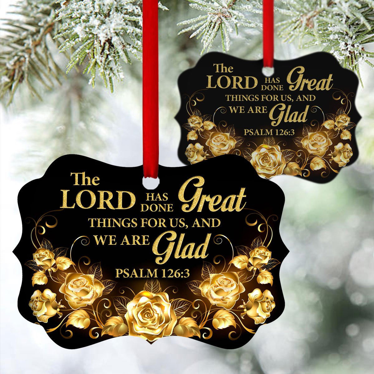 Blooming Flower Aluminium Ornament - The Lord Has Done Great Things For Us, Christmas Ornament Gift, Christmas Gift, Christmas Decoration