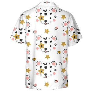 African Leopard Face And Gold Star Hawaiian Shirt, Hawaiian For Gift